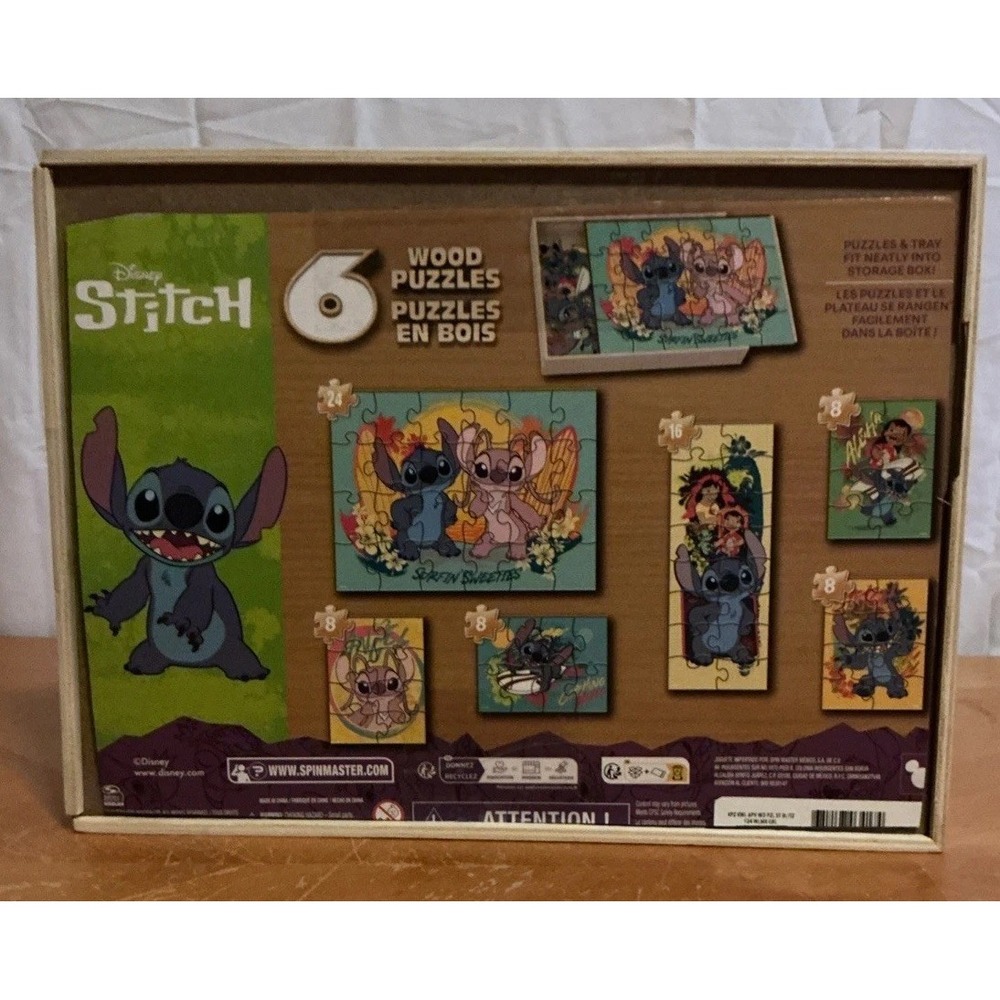Disney Stitch Wood Puzzles 6 Puzzle Set Kids Lilo & Stitch Gift